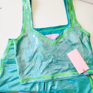 SET! NWT! The Glitter Crop Tank AND Shorts! THE MIGHTY COMPANY Size Large